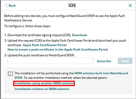 Screenshot of option to install with another MDM
